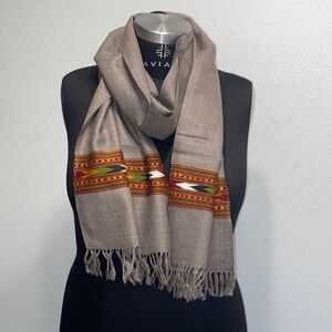 Elegant Beige Scarf with Multicolor Accents for both Women & Men